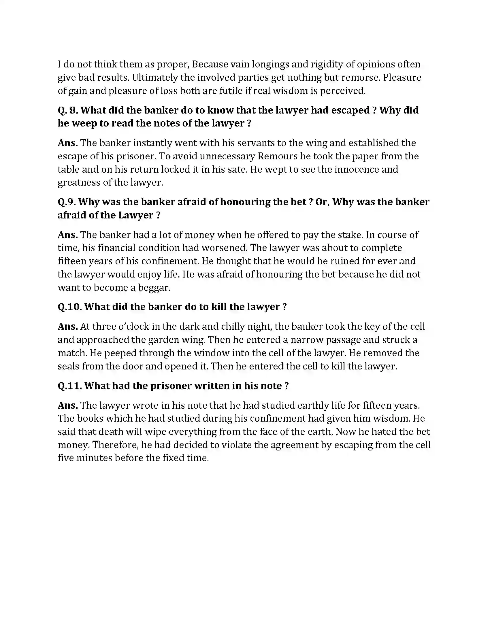 Bihar Board Class 10th The Bet The Bet  Subjective Objective Question 2