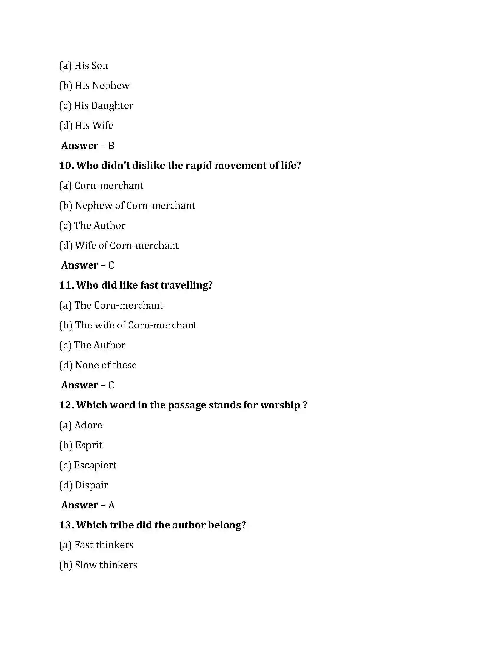 Bihar Board Class 10th The Pace For Living The Pace For Living  Objective Objective Question 3
