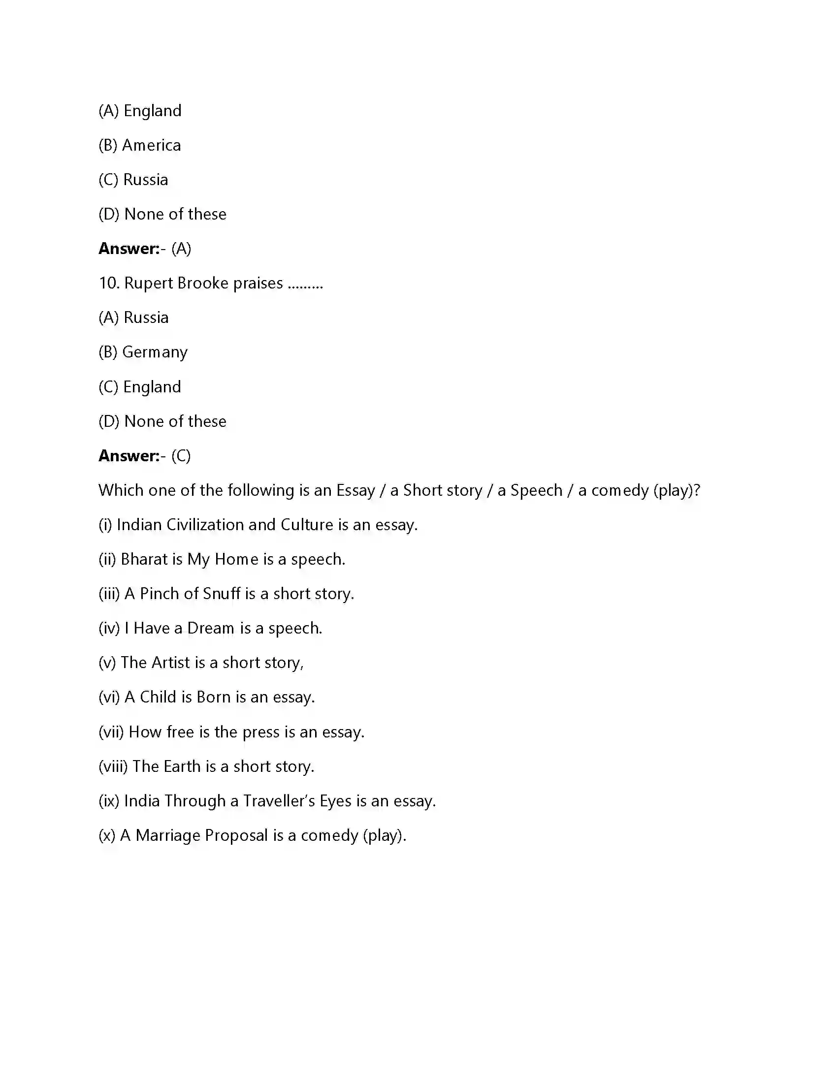 Bihar Board Class 12th The Soldier The Soldier  Objective Objective Question 3