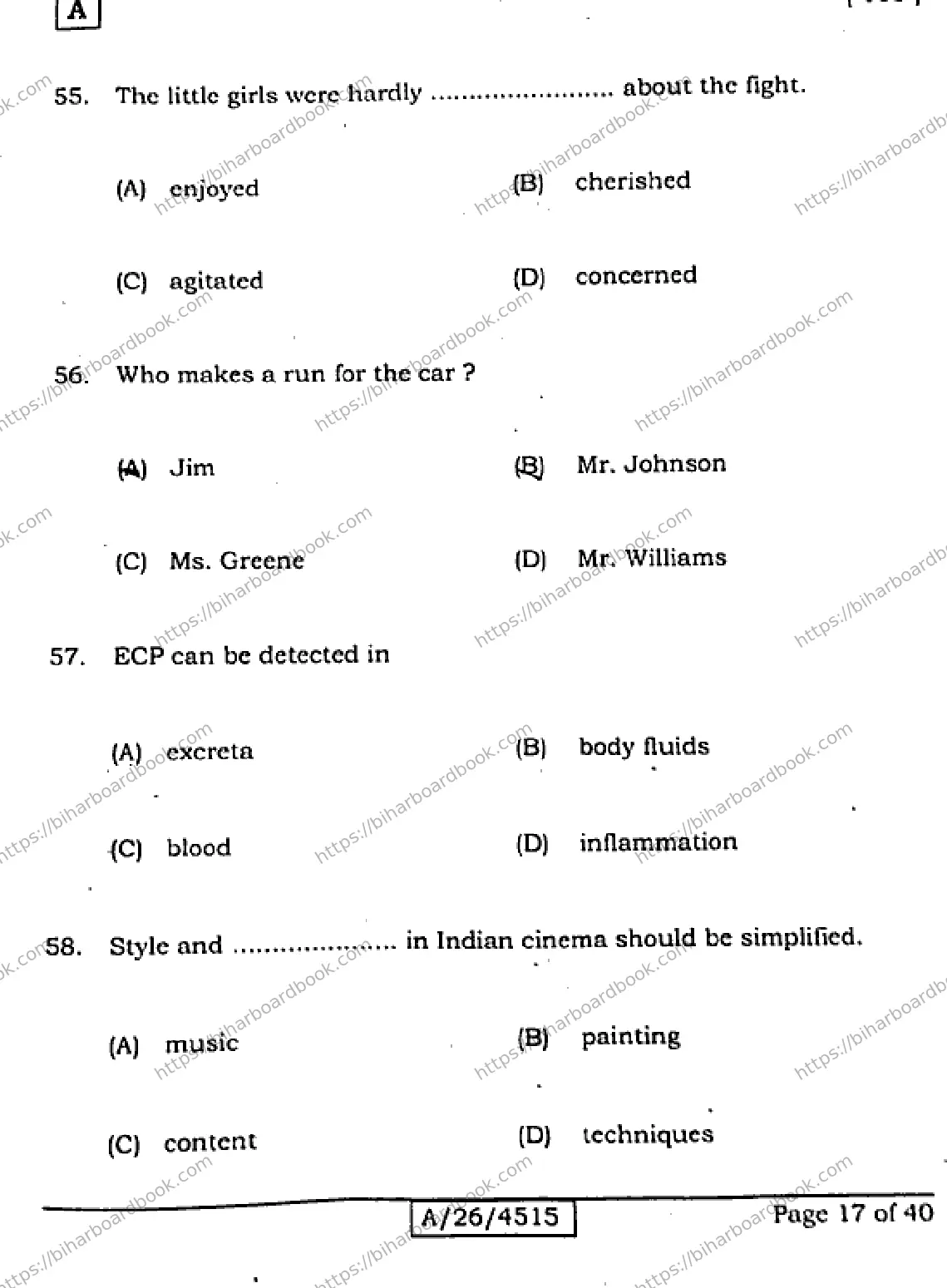 Bihar Board Class 10th 2026 ENGLISH-113-SET-A Previous Year Paper 17