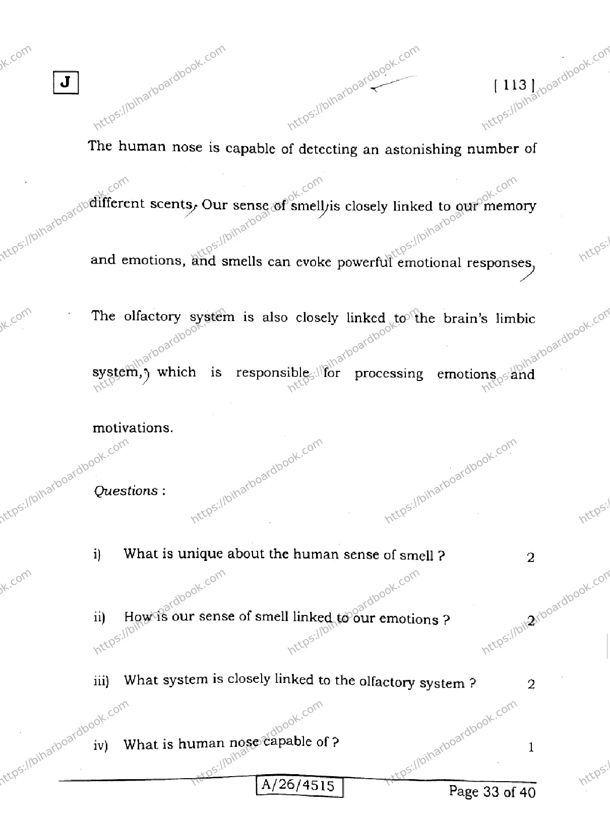 Bihar Board Class 10th 2026 ENGLISH-113-SET-J Previous Year Paper 33