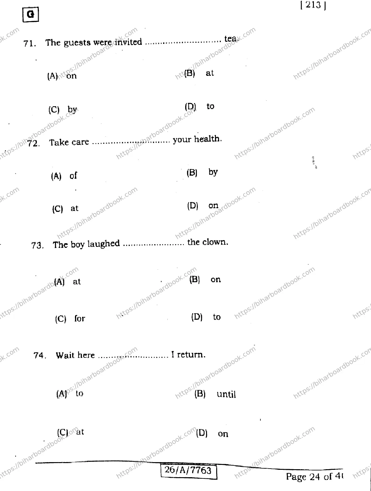 Bihar Board Class 10th 2026 ENGLISH-213-SET-G Previous Year Paper 24
