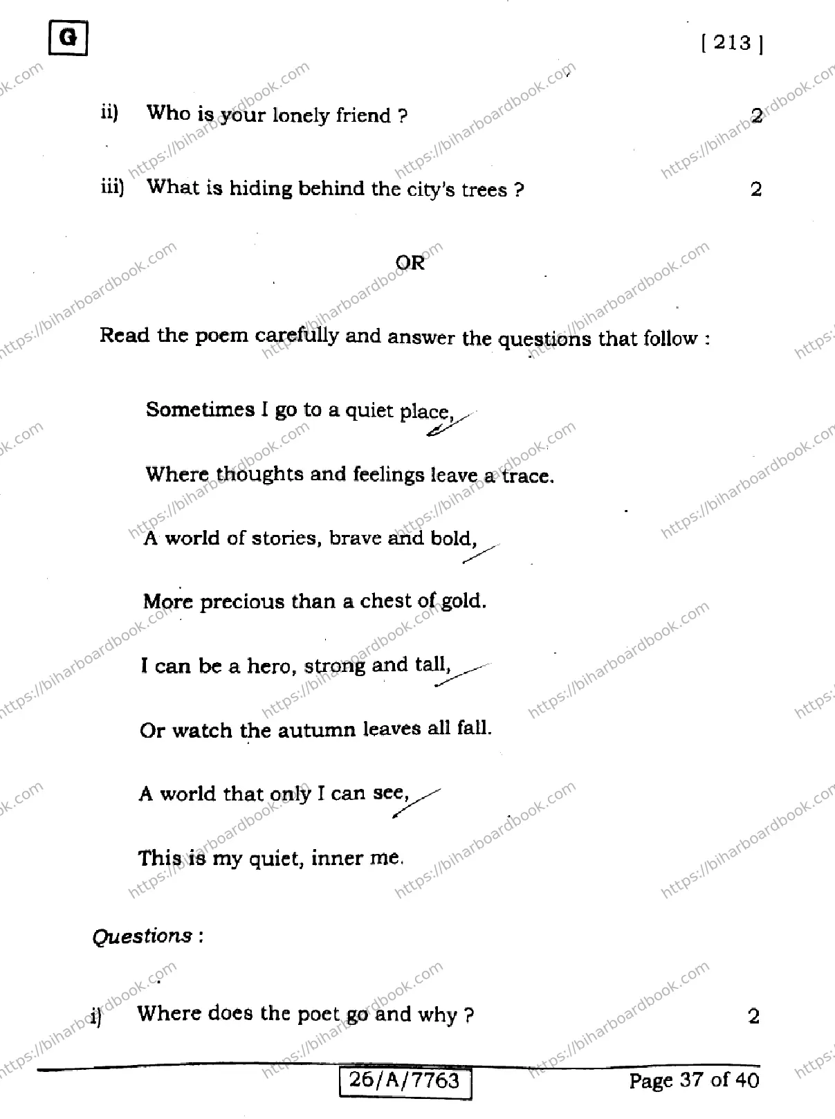 Bihar Board Class 10th 2026 ENGLISH-213-SET-G Previous Year Paper 37
