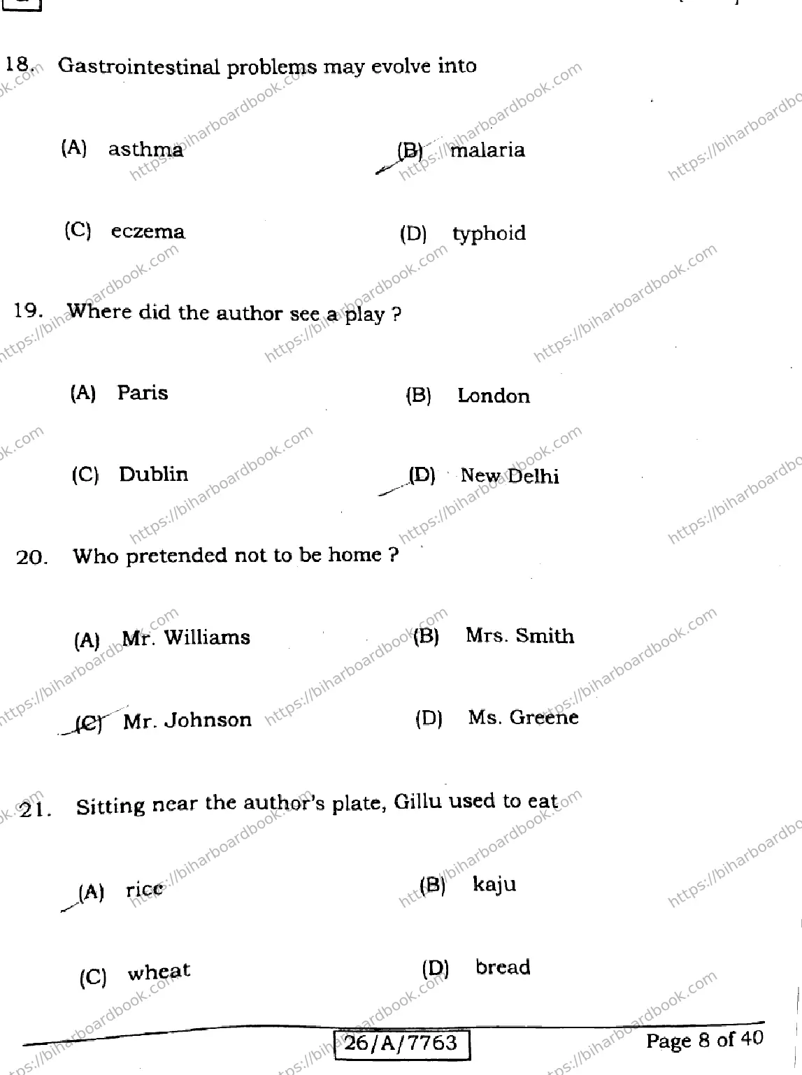 Bihar Board Class 10th 2026 ENGLISH-213-SET-G Previous Year Paper 8