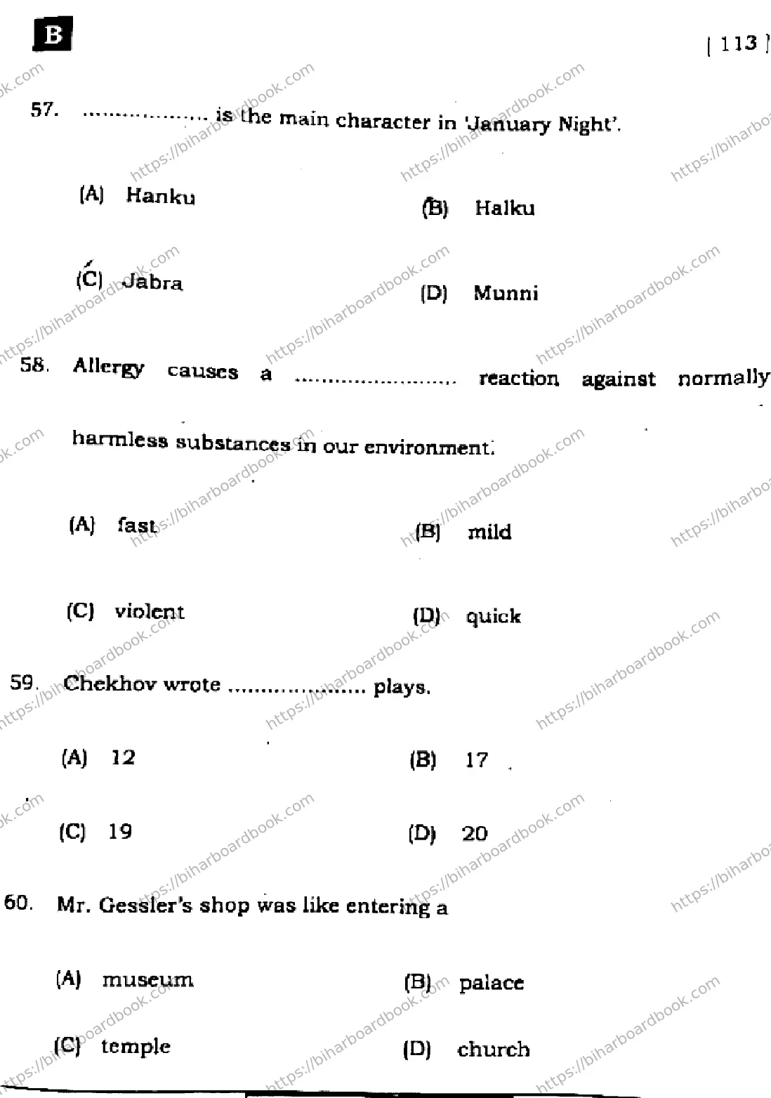 Bihar Board Class 10th 2024 English  113  (SetB)  2024 Previous Year Paper 17