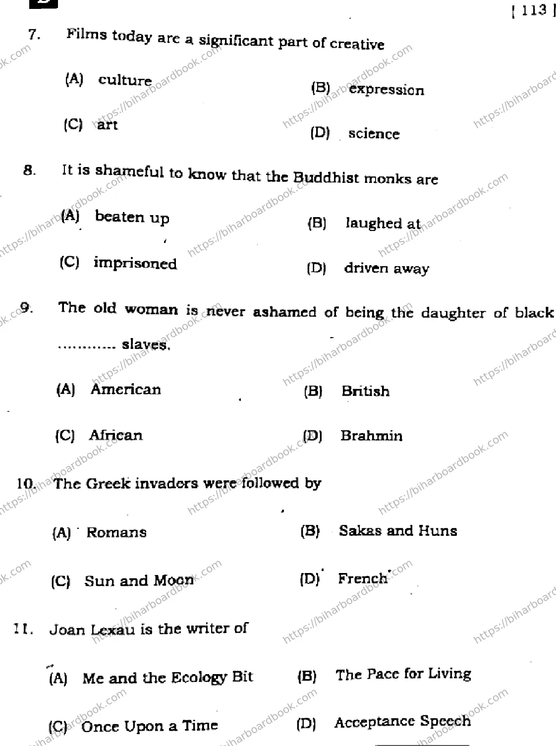 Bihar Board Class 10th 2024 English  113  (SetB)  2024 Previous Year Paper 5