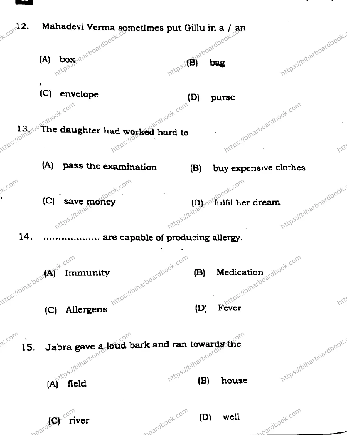 Bihar Board Class 10th 2024 English  113  (SetB)  2024 Previous Year Paper 6