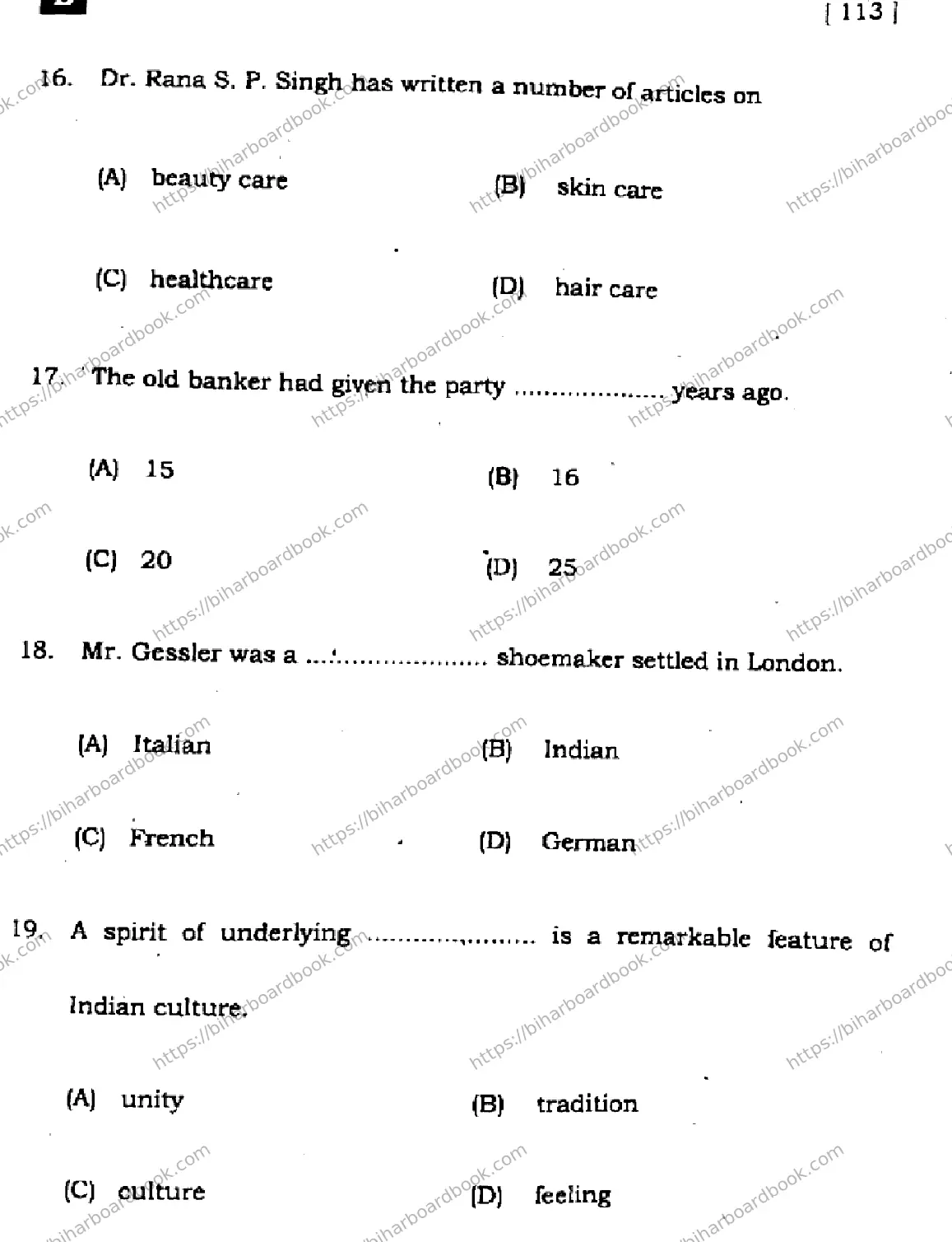 Bihar Board Class 10th 2024 English  113  (SetB)  2024 Previous Year Paper 7