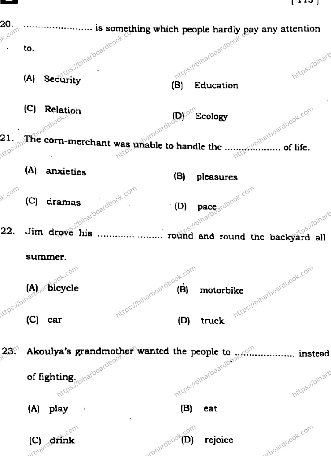 Bihar Board Class 10th 2024 English  113  (SetB)  2024 Previous Year Paper 8