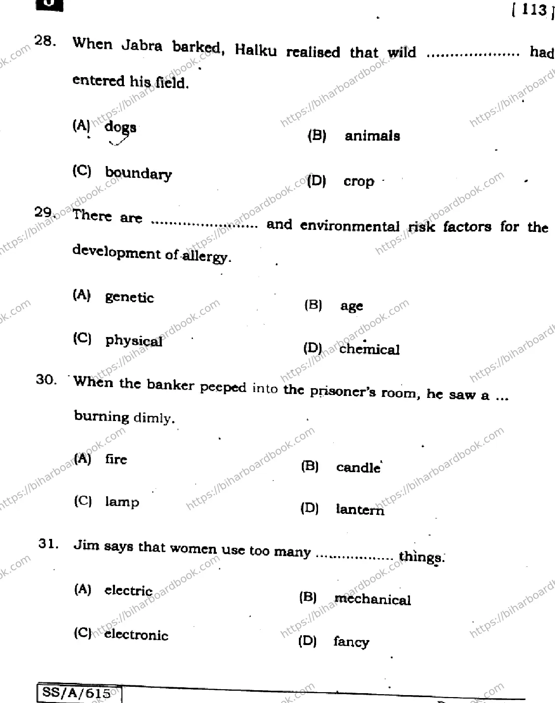Bihar Board Class 10th 2025 English  113  SetJ  2025 Previous Year Paper 10