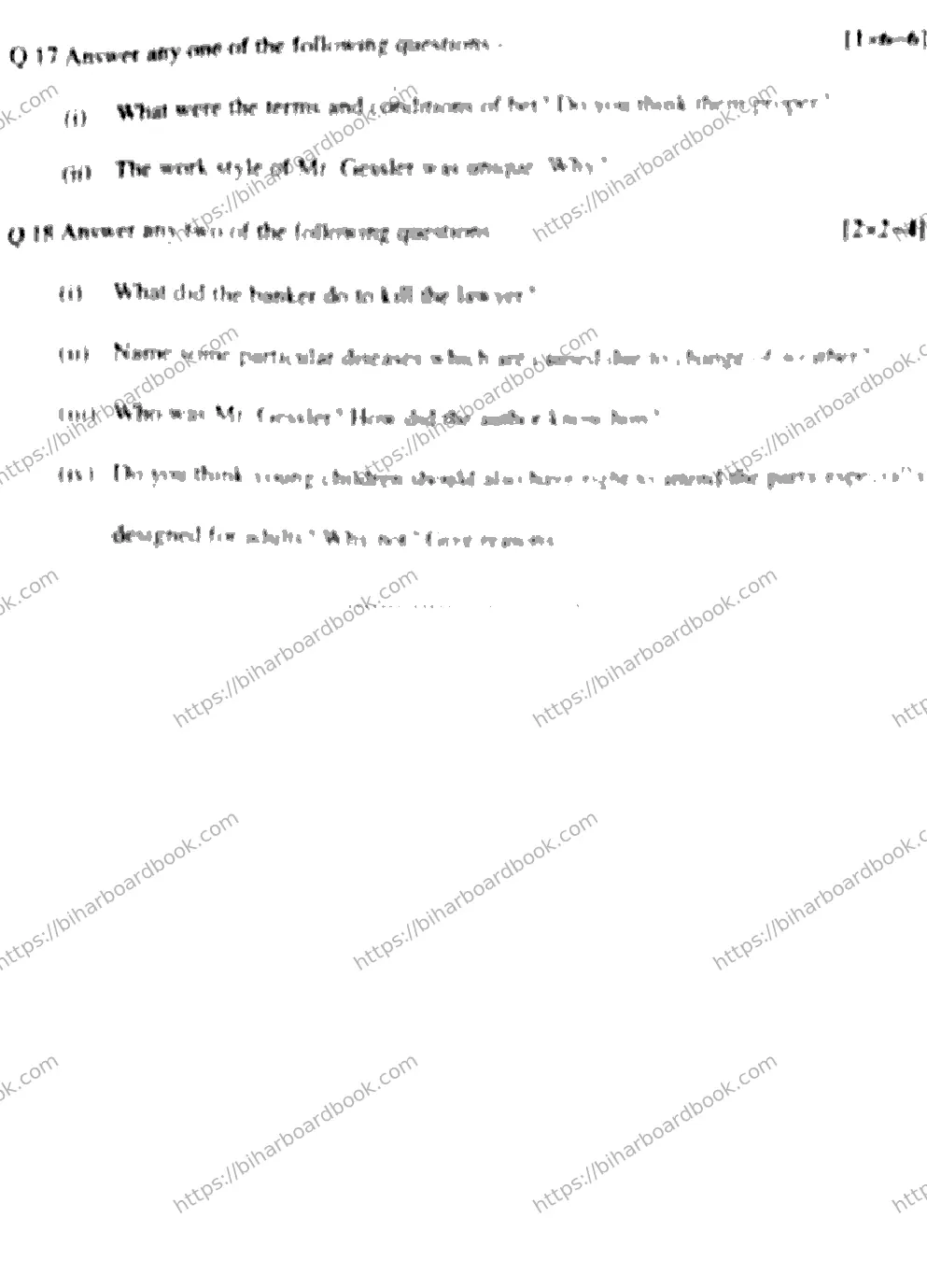 Bihar Board Class 10th 2017 English  201  2017 Previous Year Paper 8