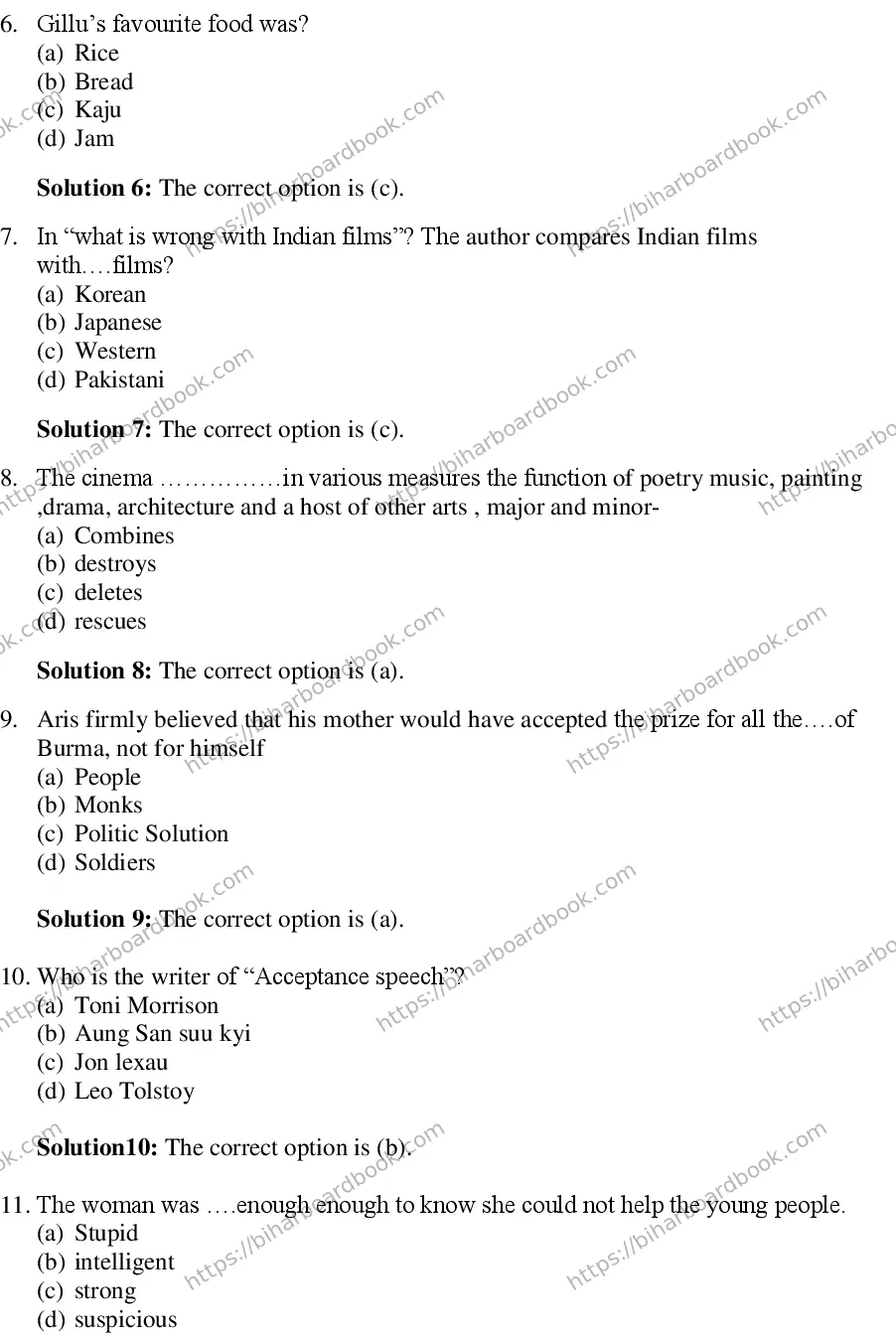 Bihar Board Class 10th 2018 English  2018 Previous Year Paper 2