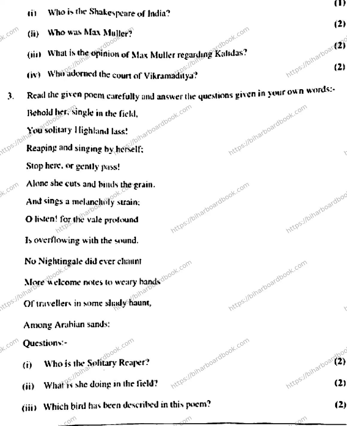 Bihar Board Class 10th 2018 English  213  2018 Previous Year Paper 14