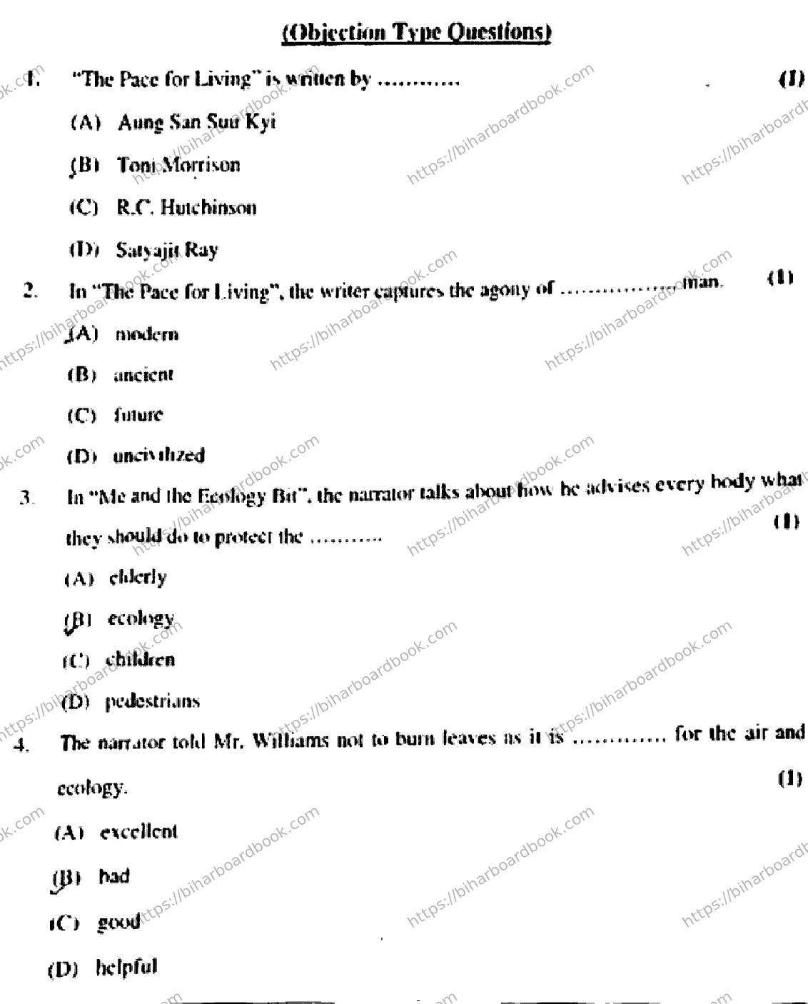 Bihar Board Class 10th 2018 English  213  2018 Previous Year Paper 2