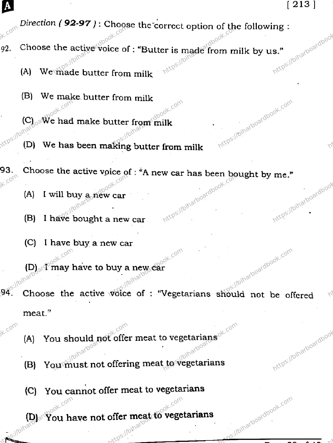 Bihar Board Class 10th 2025 English  213  SetA  2025 Previous Year Paper 28