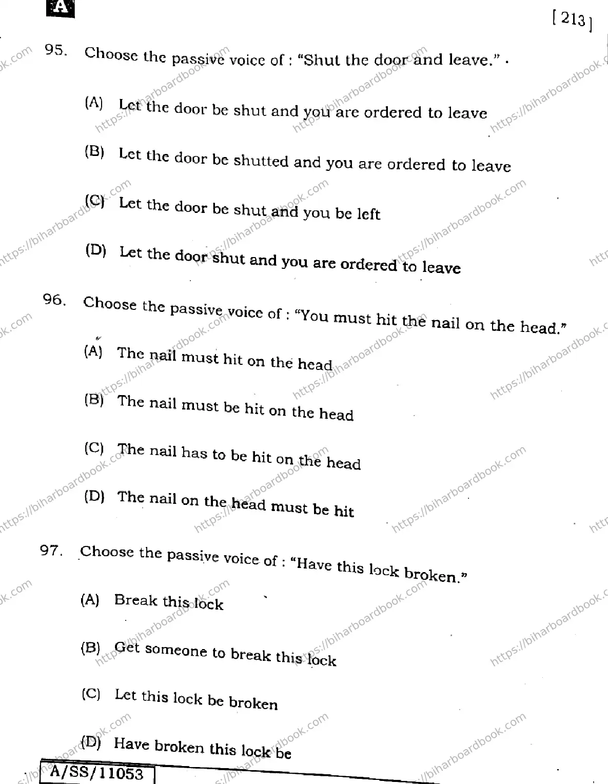 Bihar Board Class 10th 2025 English  213  SetA  2025 Previous Year Paper 29