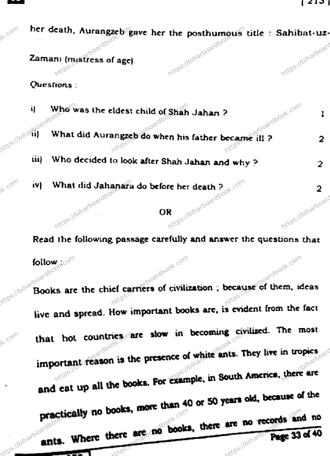 Bihar Board Class 10th 2025 English  213  SetA  2025 Previous Year Paper 32