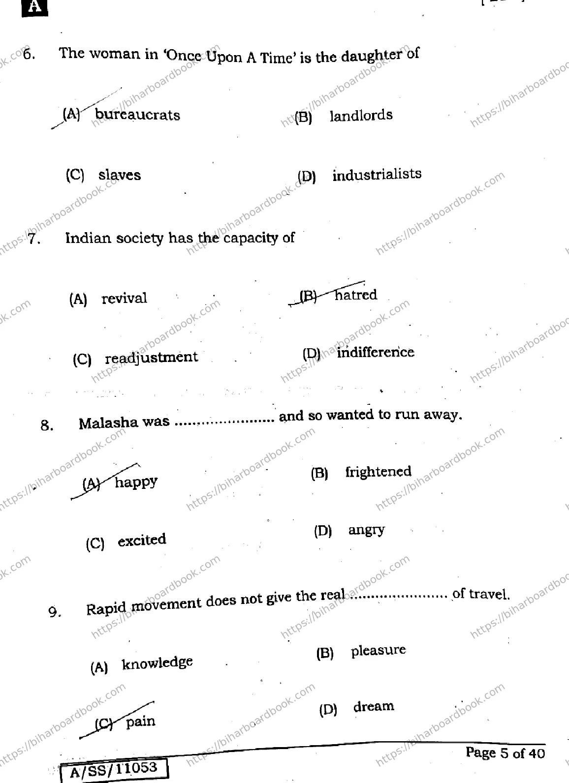 Bihar Board Class 10th 2025 English  213  SetA  2025 Previous Year Paper 4