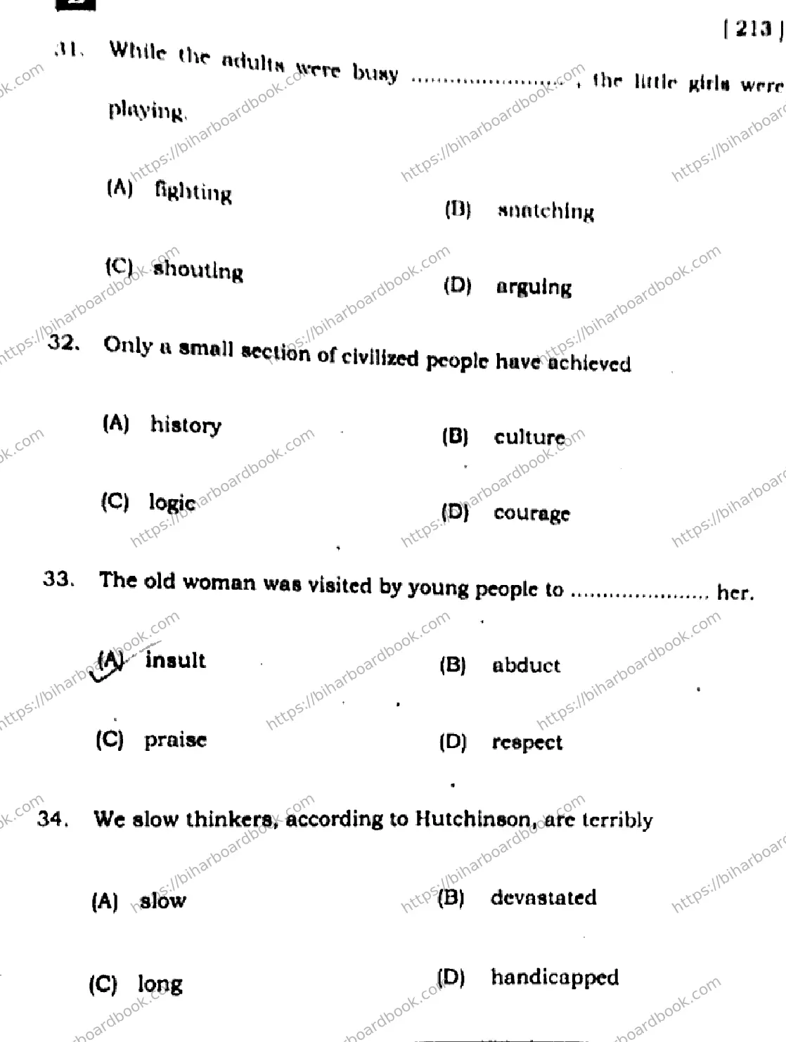 Bihar Board Class 10th 2024 English  213  (SetE)  2024 Previous Year Paper 10