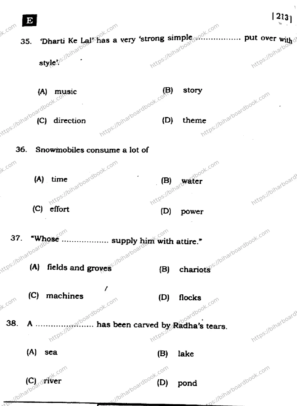 Bihar Board Class 10th 2024 English  213  (SetE)  2024 Previous Year Paper 11