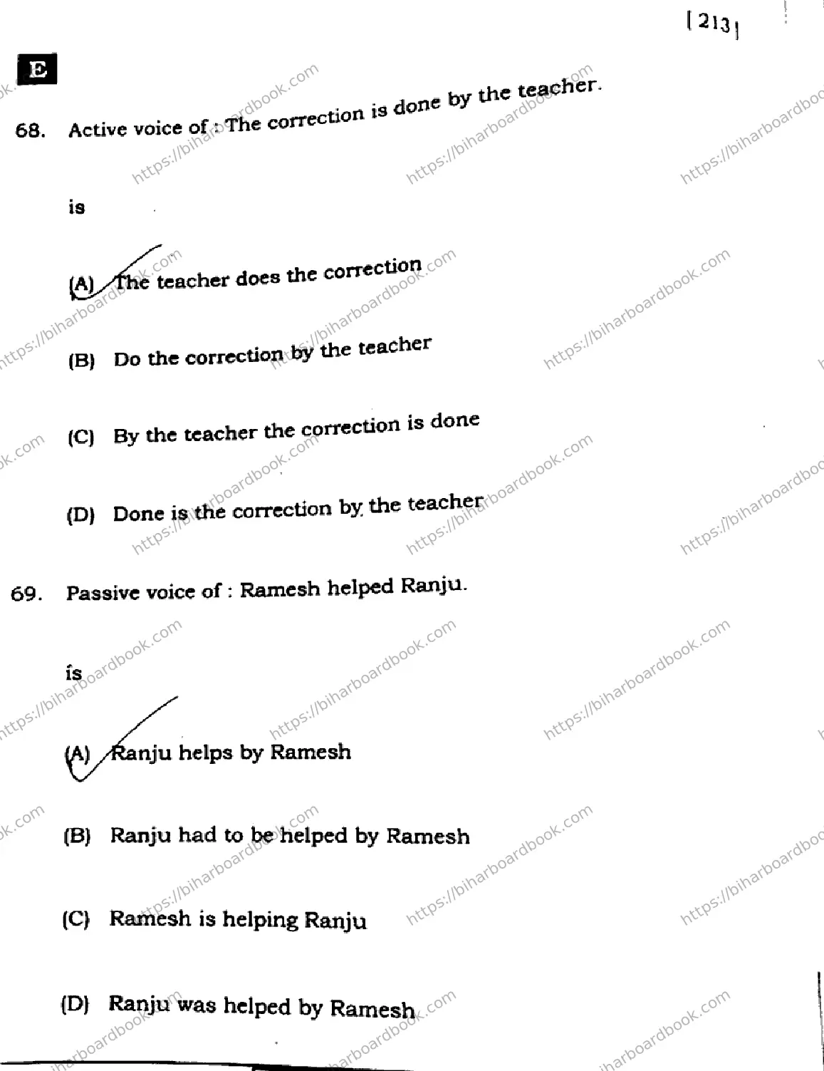 Bihar Board Class 10th 2024 English  213  (SetE)  2024 Previous Year Paper 21