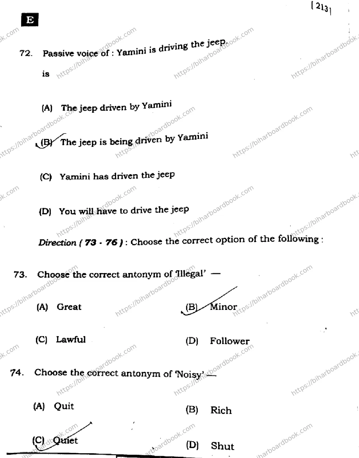Bihar Board Class 10th 2024 English  213  (SetE)  2024 Previous Year Paper 23