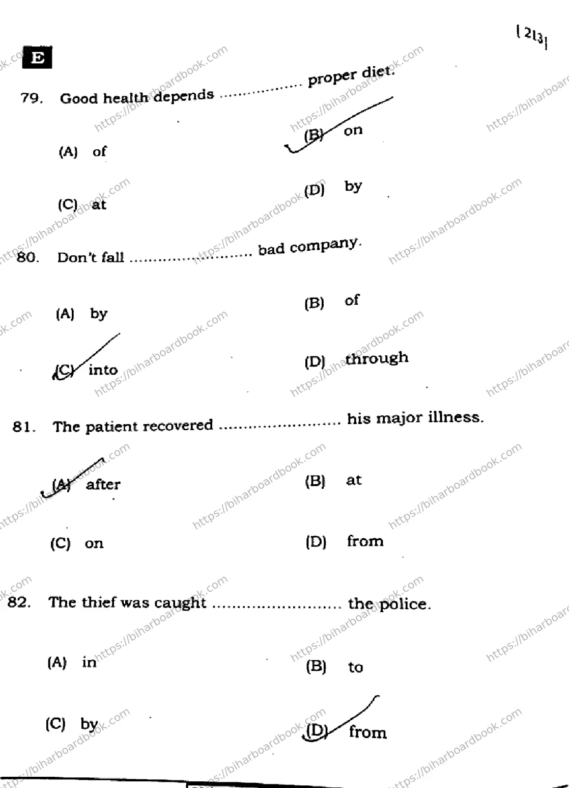 Bihar Board Class 10th 2024 English  213  (SetE)  2024 Previous Year Paper 25