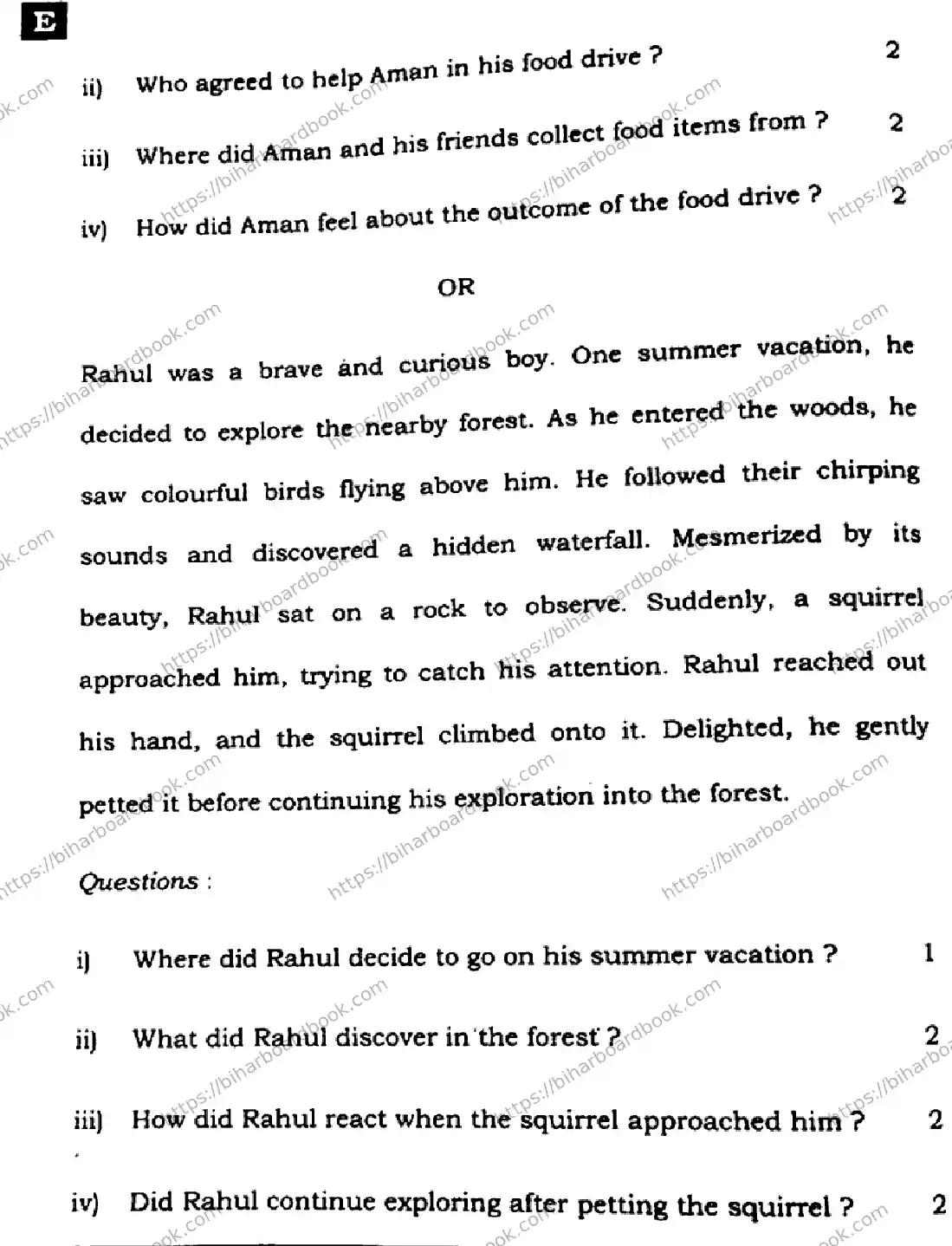 Bihar Board Class 10th 2024 English  213  (SetE)  2024 Previous Year Paper 31