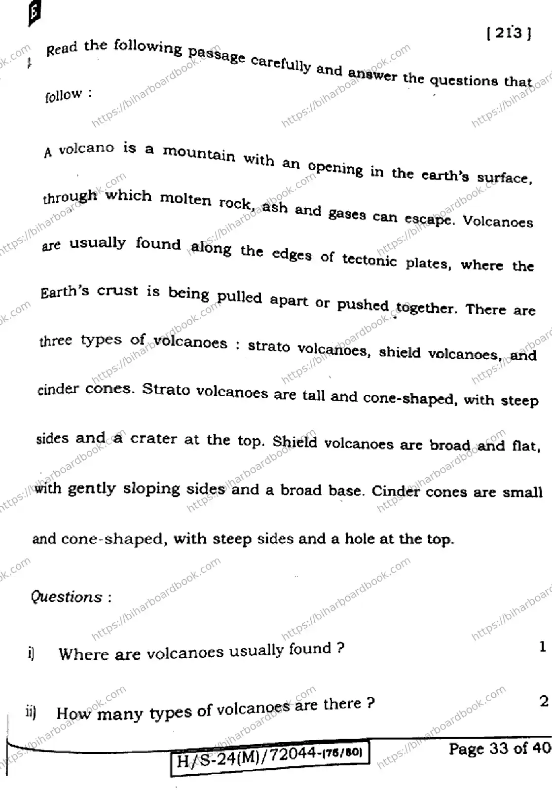 Bihar Board Class 10th 2024 English  213  (SetE)  2024 Previous Year Paper 32
