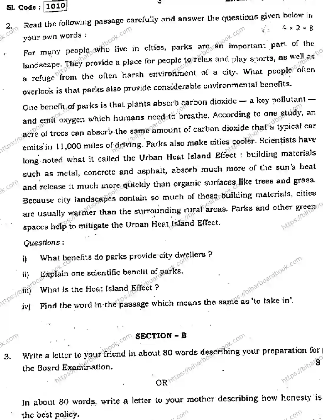 Bihar Board Class 10th 2015 English Compulsory  1010  2015 Previous Year Paper 3