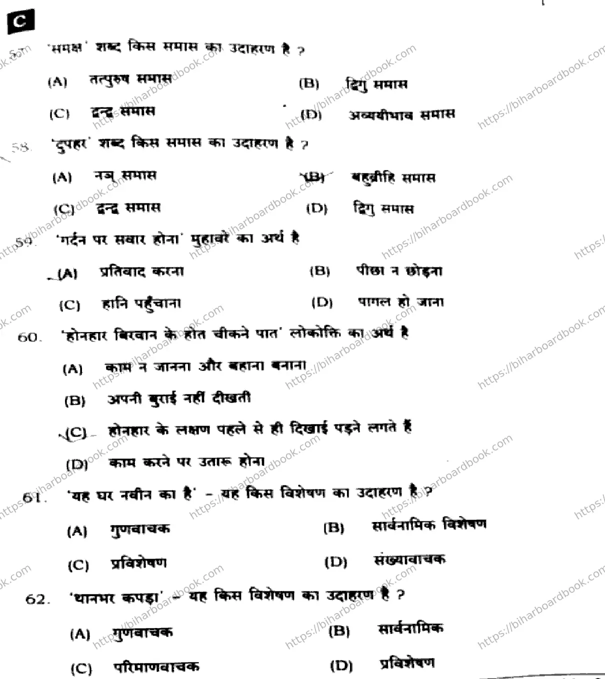 Bihar Board Class 10th 2025 Hindi (MT)  101  SetC  2025 Previous Year Paper 11