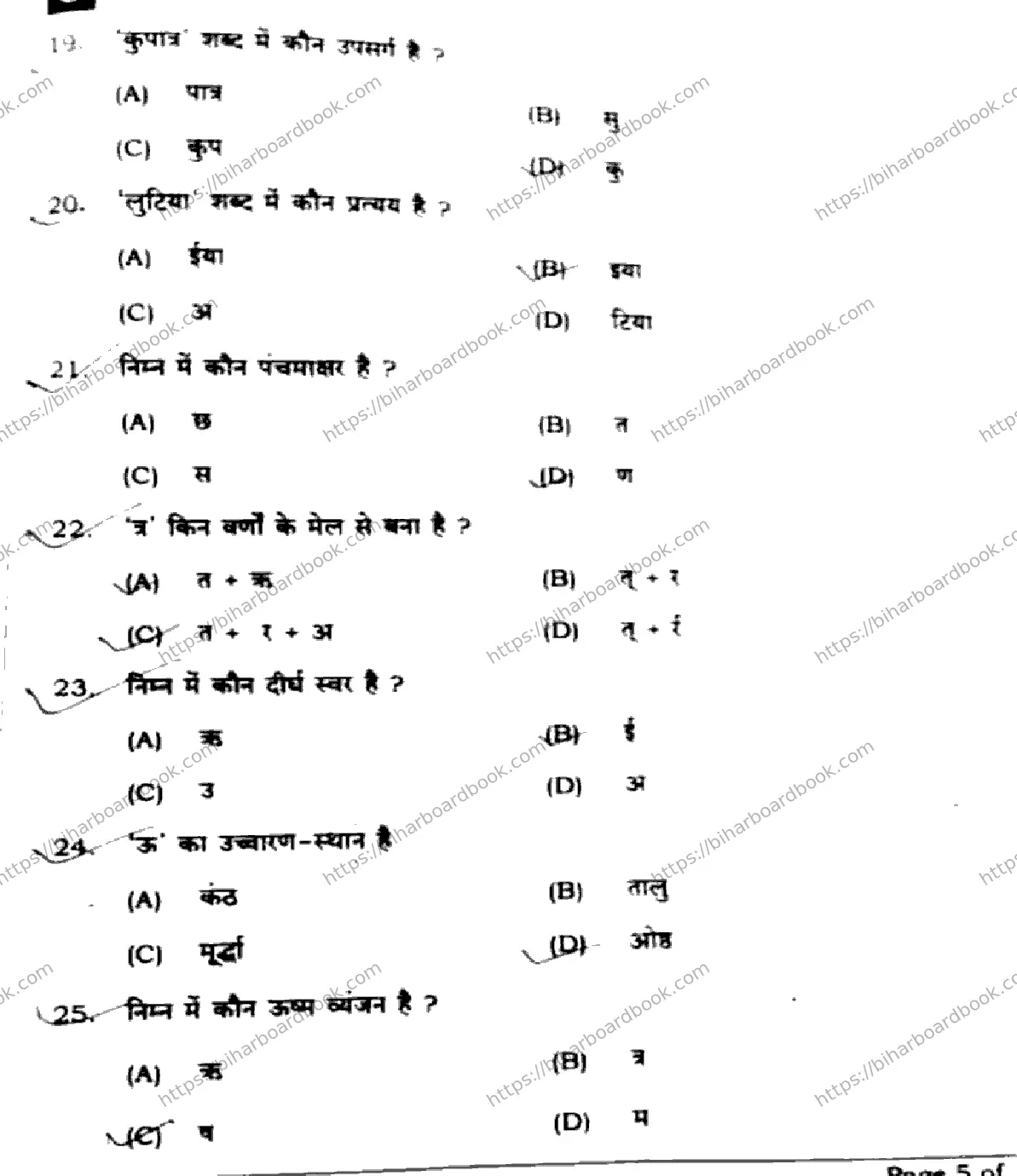 Bihar Board Class 10th 2025 Hindi (MT)  101  SetC  2025 Previous Year Paper 5
