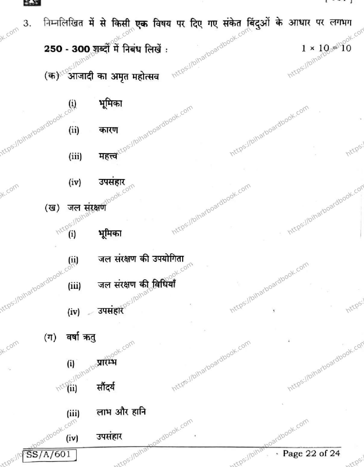 Bihar Board Class 10th 2025 Hindi (MT)  101  SetI  2025 Previous Year Paper 22