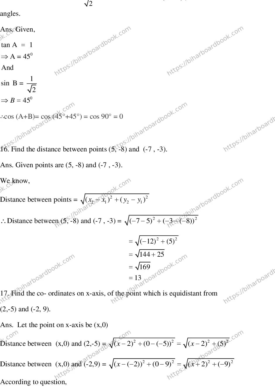 Bihar Board Class 10th 2018 Mathematics  2018 Previous Year Paper 18