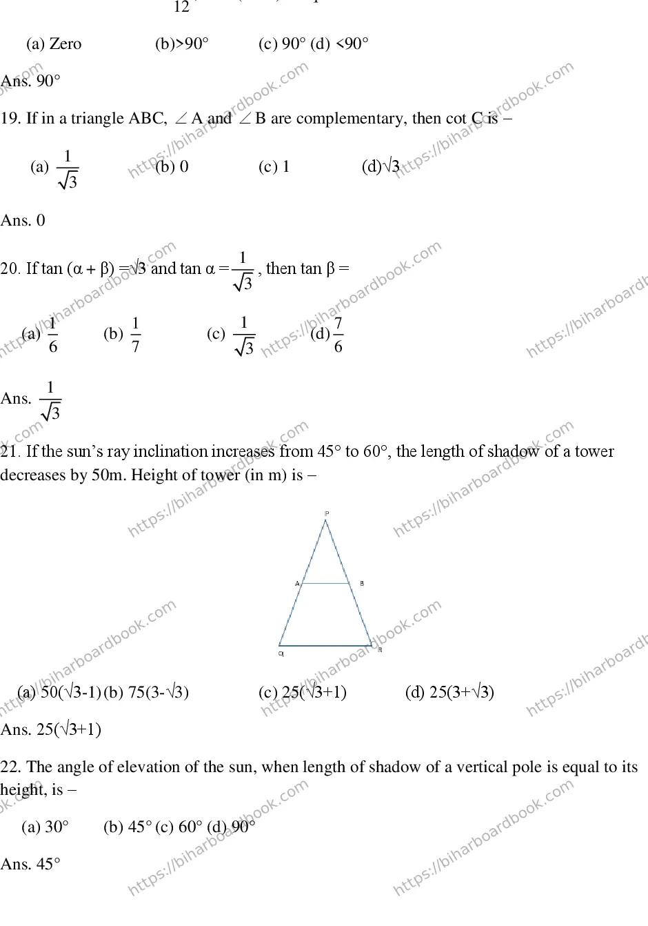 Bihar Board Class 10th 2018 Mathematics  2018 Previous Year Paper 4