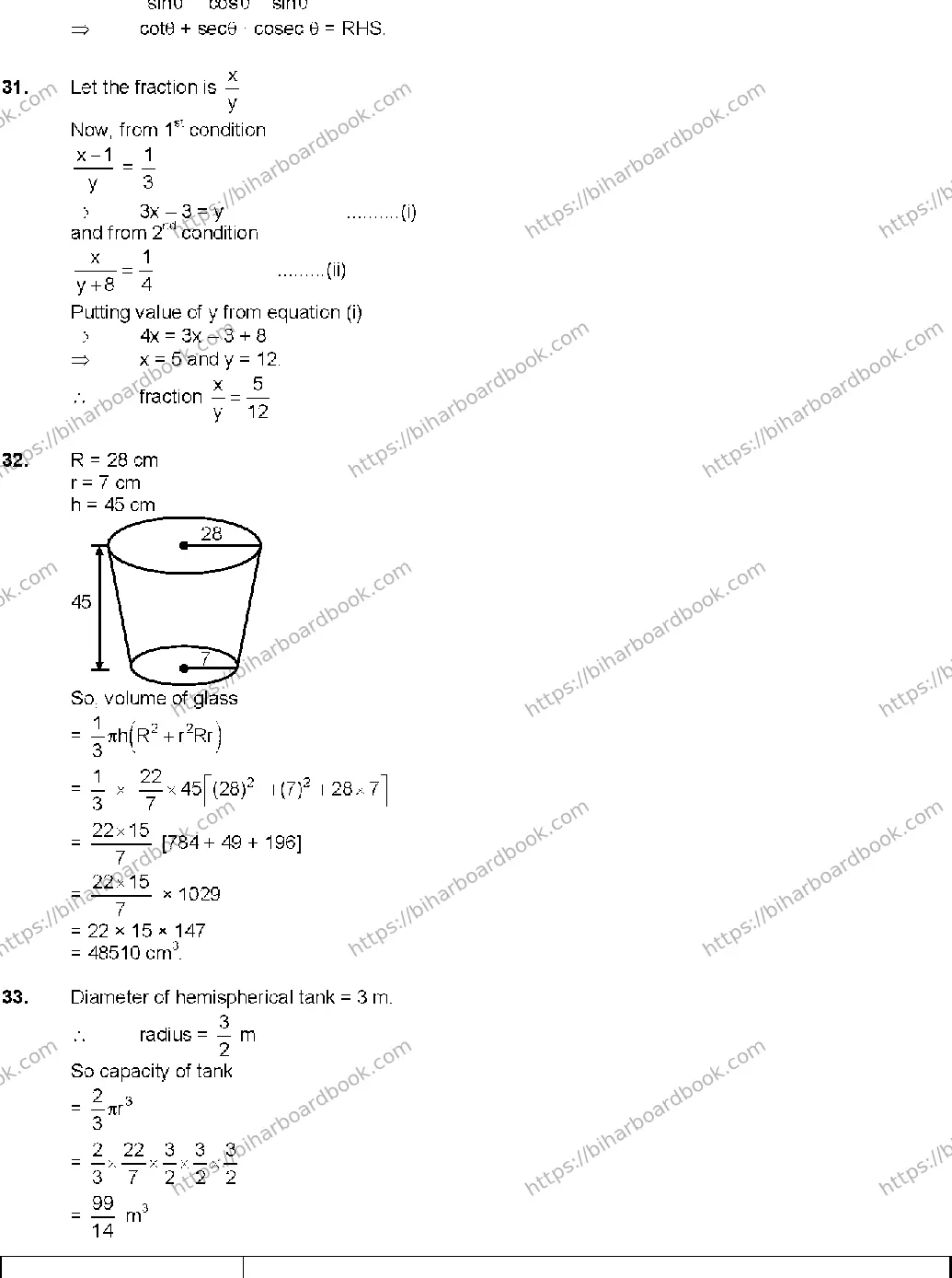 Bihar Board Class 10th 2020 Mathematics  210C  2019 Previous Year Paper 14