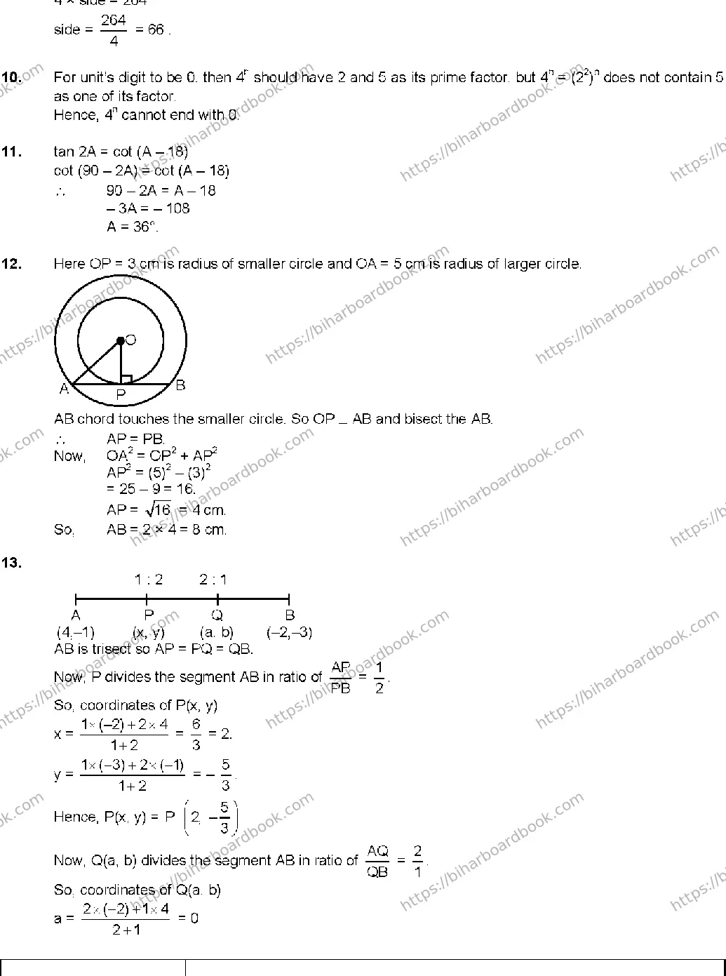 Bihar Board Class 10th 2020 Mathematics  210C  2019 Previous Year Paper 8