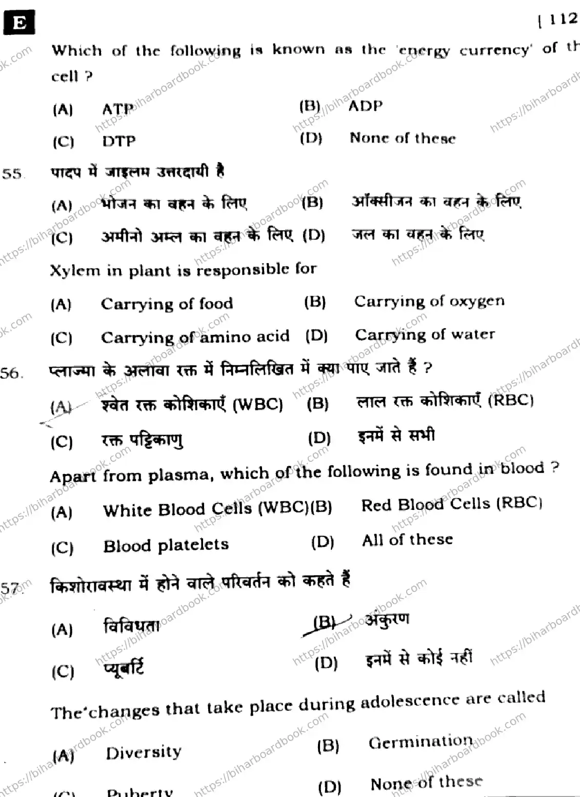 Bihar Board Class 10th 2025 Science  112  SetE  2025 Previous Year Paper 19