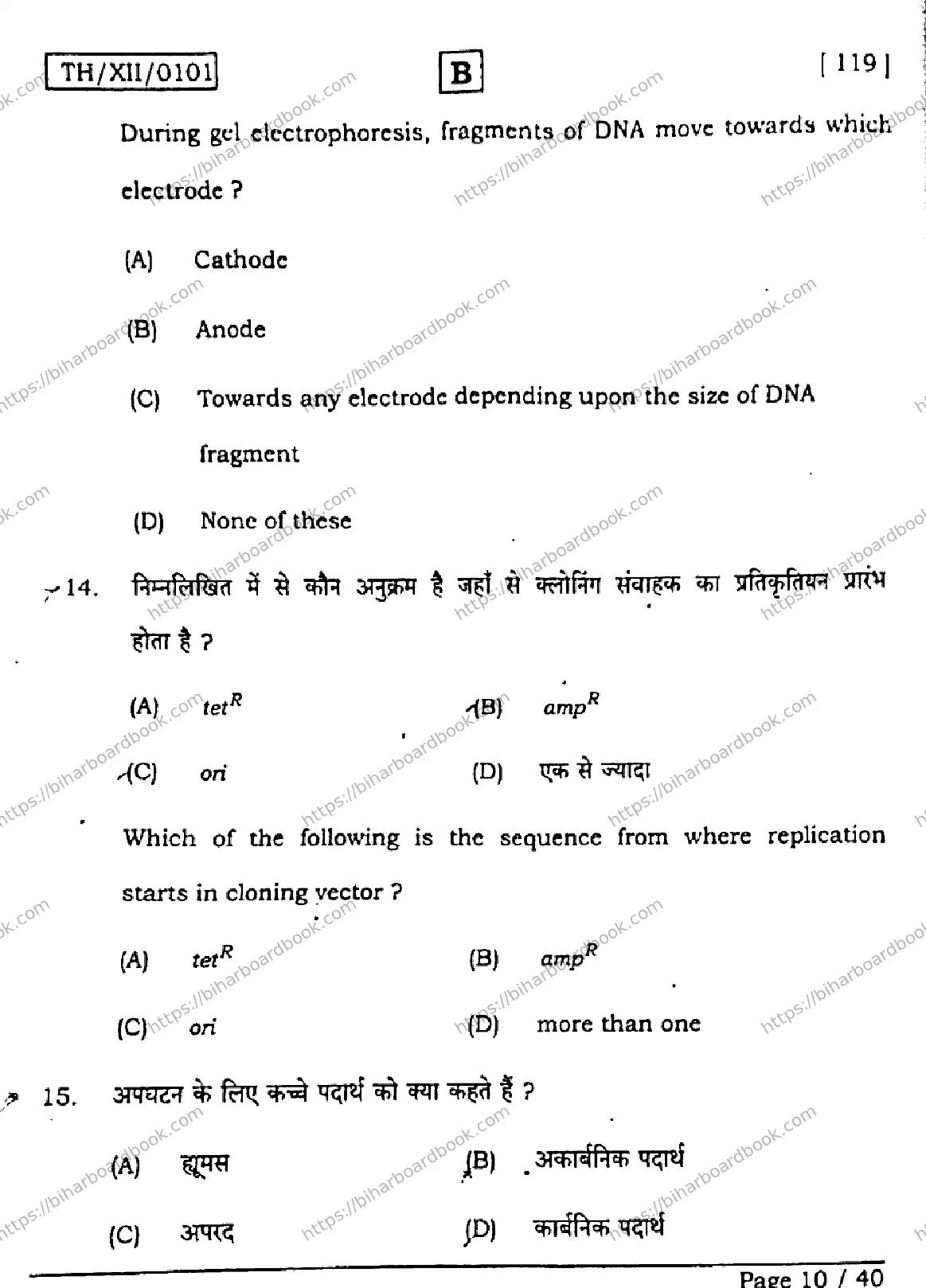 Bihar Board Class 12th 2026 BIOLOGY-119-SET-B Previous Year Paper 10