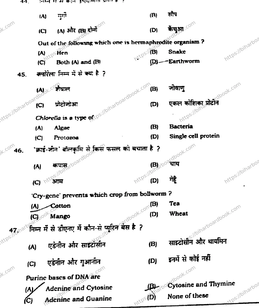 Bihar Board Class 12th 2021 Biology  119E  2021 Previous Year Paper 13