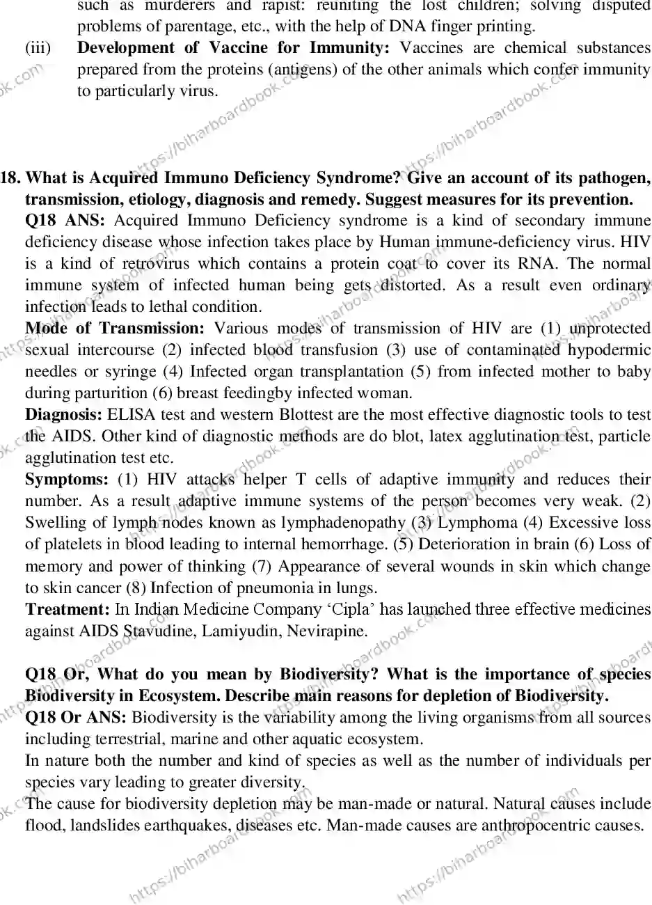 Bihar Board Class 12th 2018 Biology  2018 Previous Year Paper 11