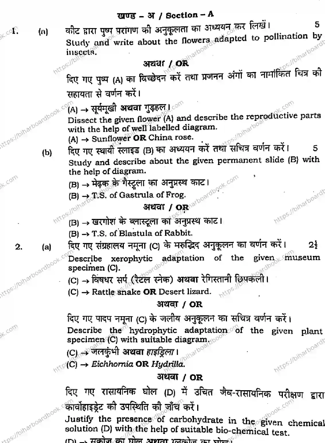 Bihar Board Class 12th 2023 Biology Practical Previous Year Paper 2