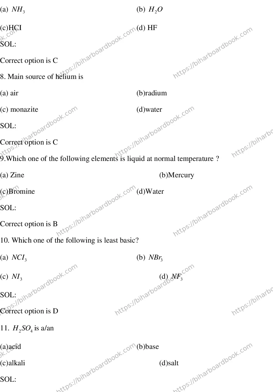 Bihar Board Class 12th 2015 Chemistry  2015 Previous Year Paper 3