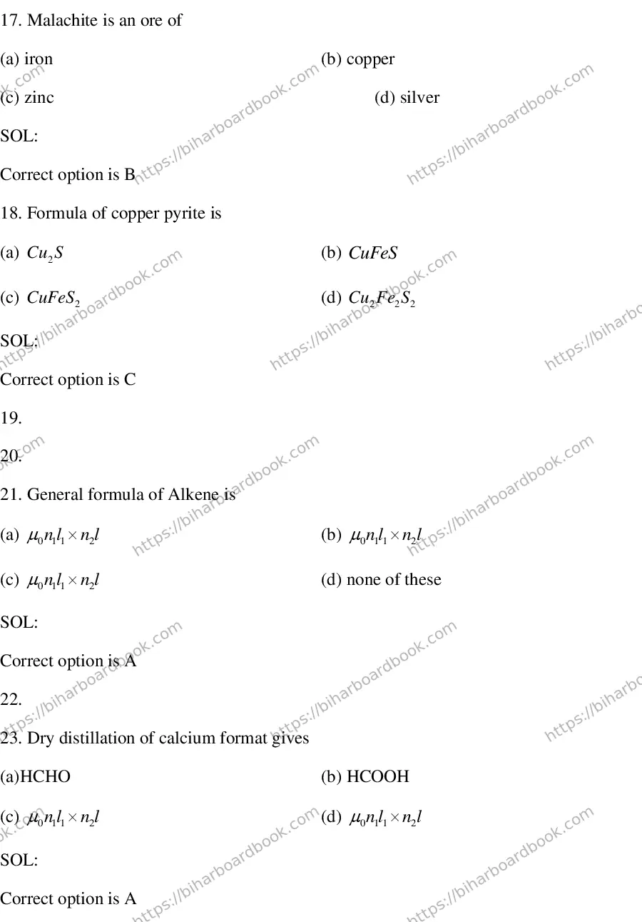 Bihar Board Class 12th 2015 Chemistry  2015 Previous Year Paper 5