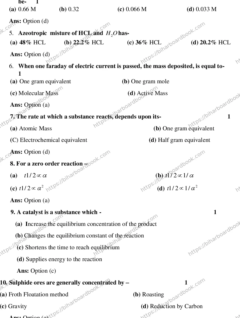 Bihar Board Class 12th 2017 Chemistry  2017 Previous Year Paper 2