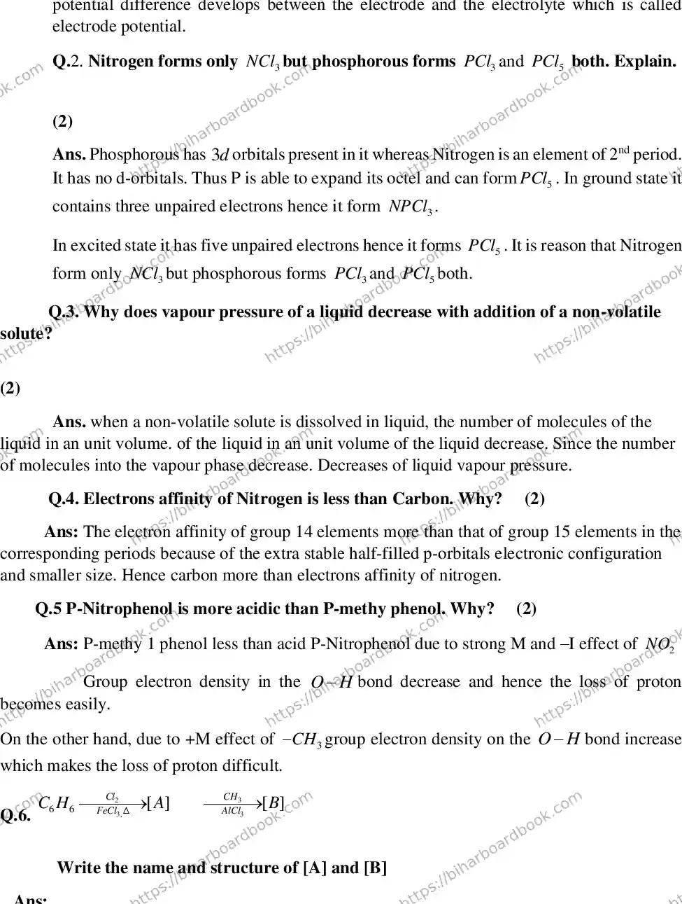 Bihar Board Class 12th 2018 Chemistry  2018 Previous Year Paper 11