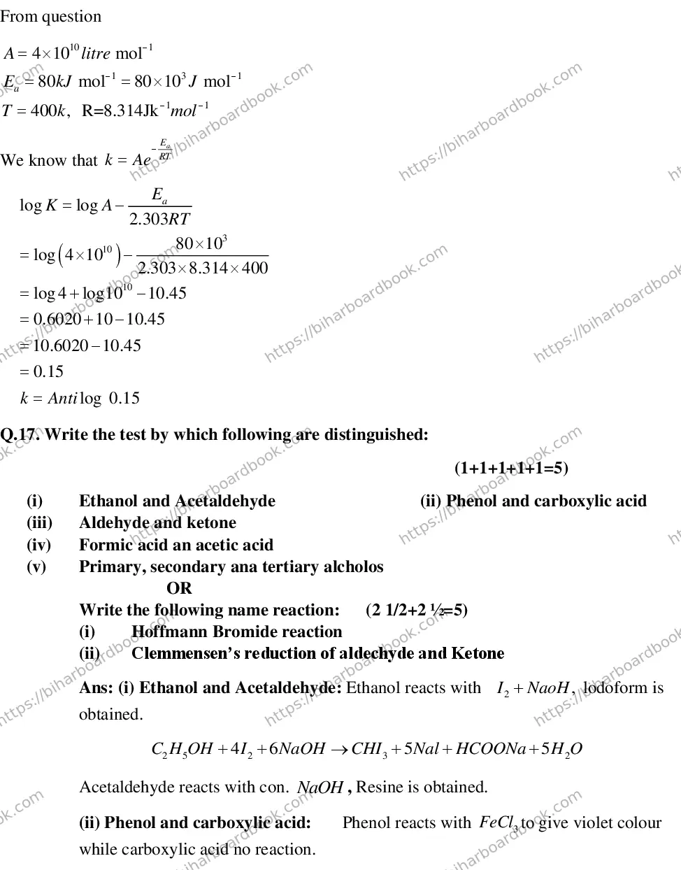 Bihar Board Class 12th 2018 Chemistry  2018 Previous Year Paper 16