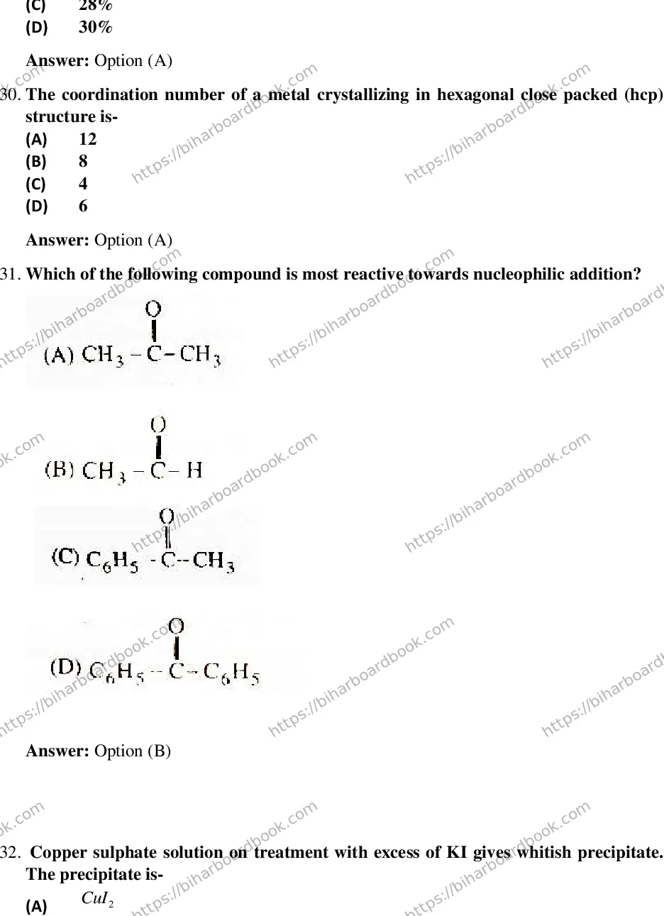 Bihar Board Class 12th 2018 Chemistry  2018 Previous Year Paper 9