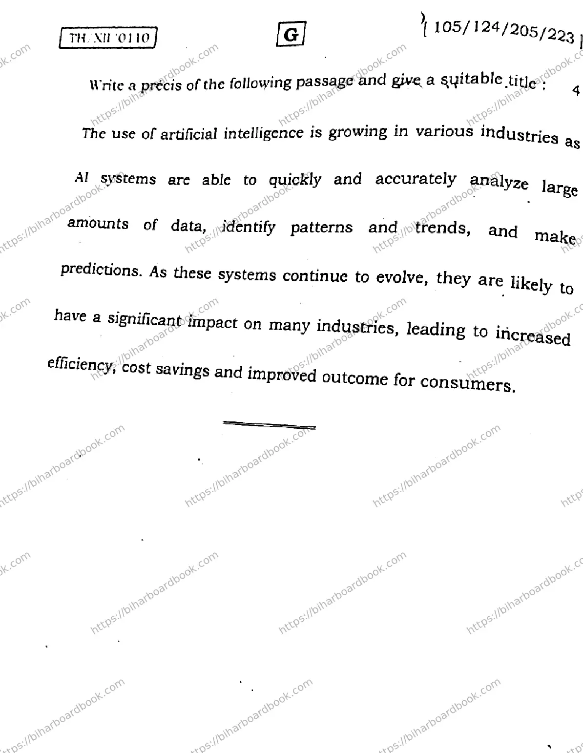 Bihar Board Class 12th 2026 ENGLISH-105-124-205-223-SET-G Previous Year Paper 31