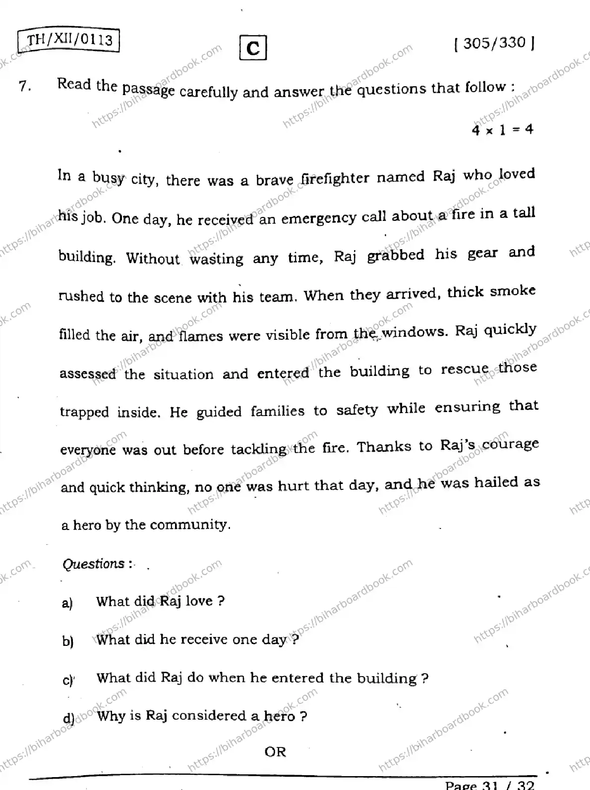 Bihar Board Class 12th 2026 ENGLISH-305-330-SET-C Previous Year Paper 31